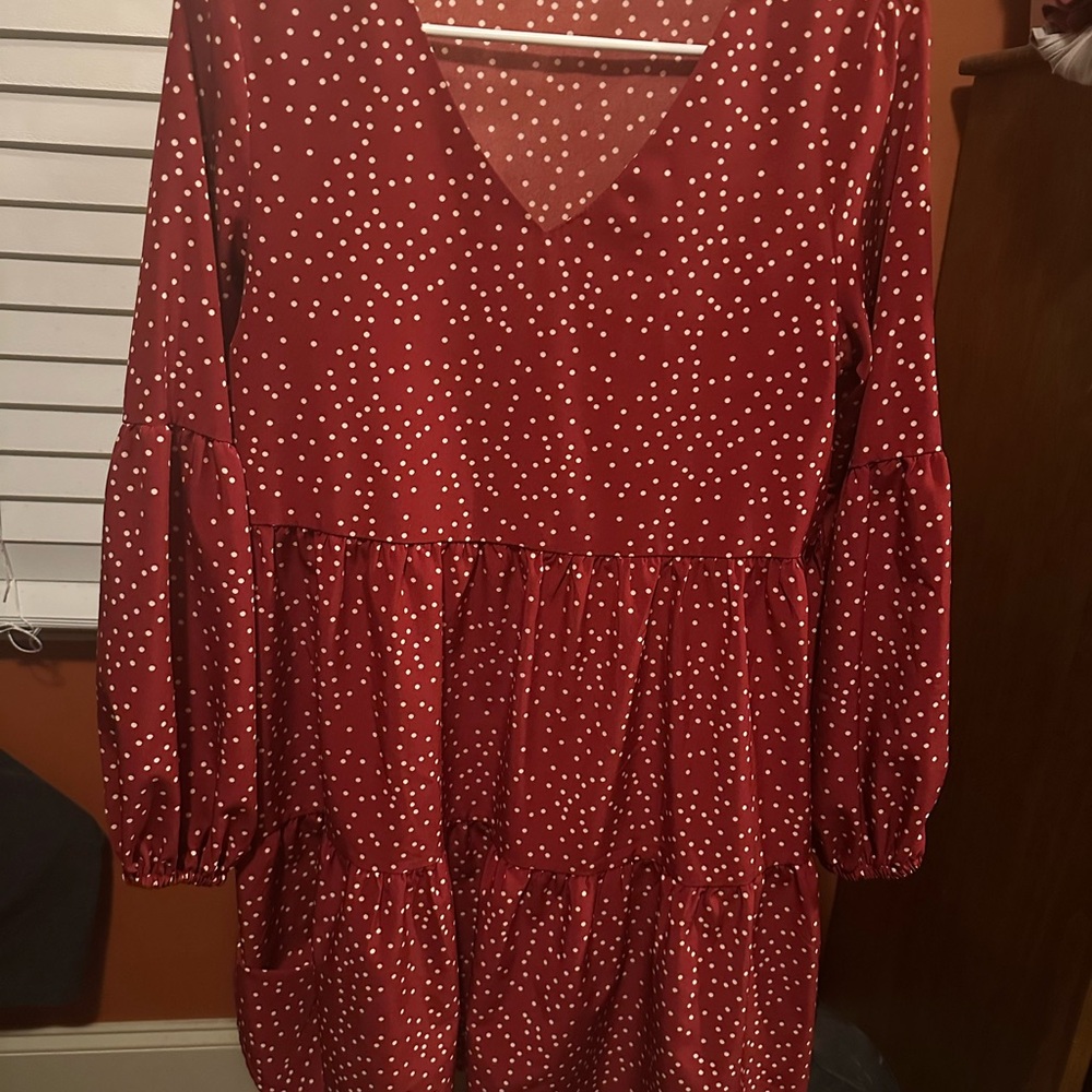 Burnt Orange Polka Dot Dress